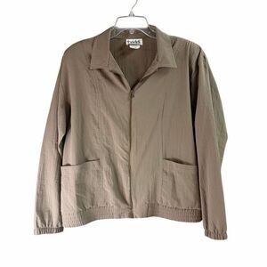 Vintage TEDDI Women’s Zip Front Lightweight Jacket Size Large Taupe